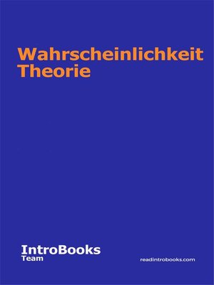 cover image of Wahrscheinlichkeit Theorie